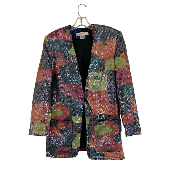 Vintage Sandy Starkman Sequin Blazer Abstract Art Plants EUC Size Small - Picture 1 of 7